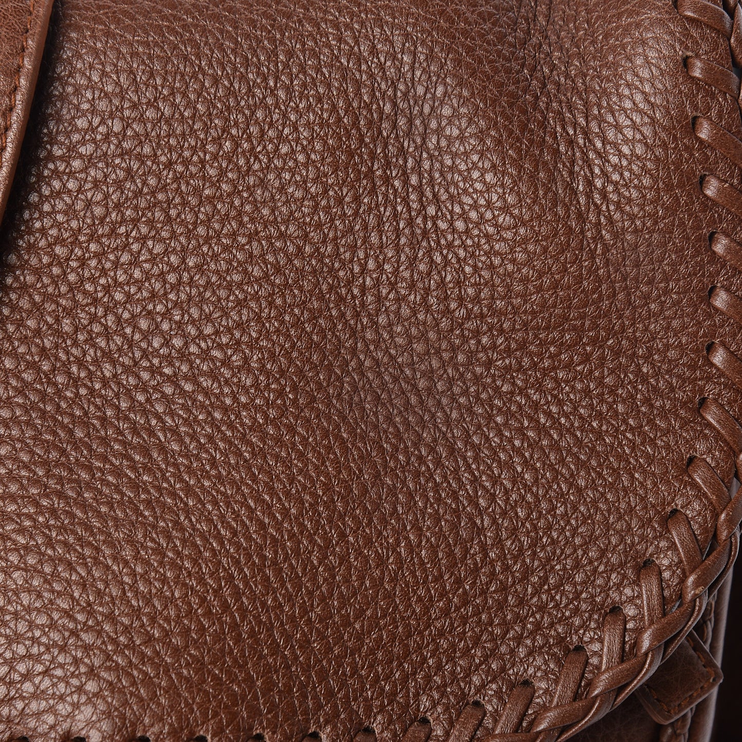 Calfskin Braided Gaucho Double Saddle Bag Brown