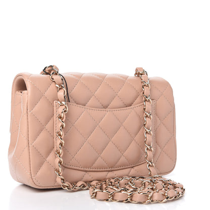 Chanel Lambskin Quilted Mini Rectangular Flap Beige 3 of 11