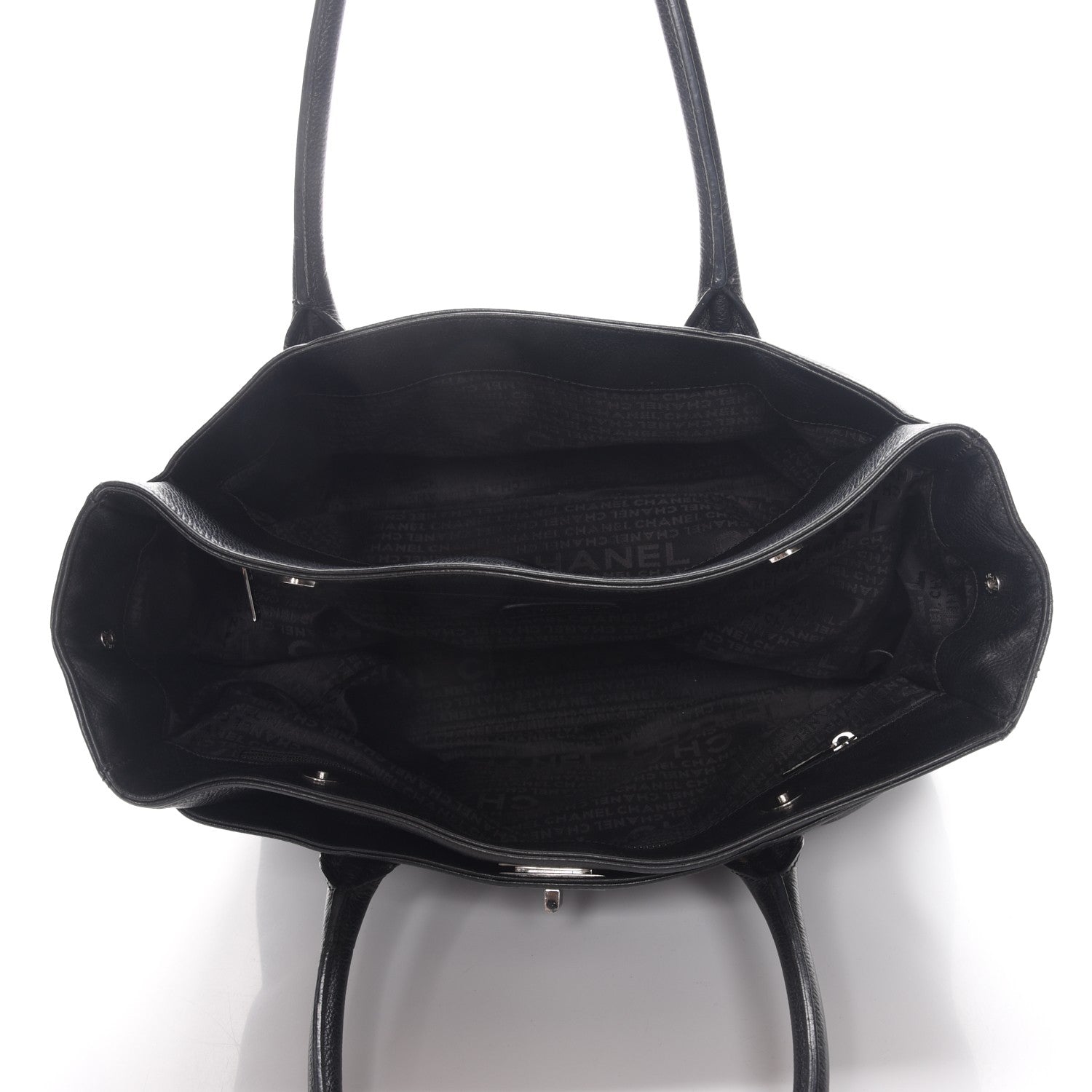 Chanel Calfskin Mademoiselle Lock Cerf Executive Shopper Tote Black 5 of 7