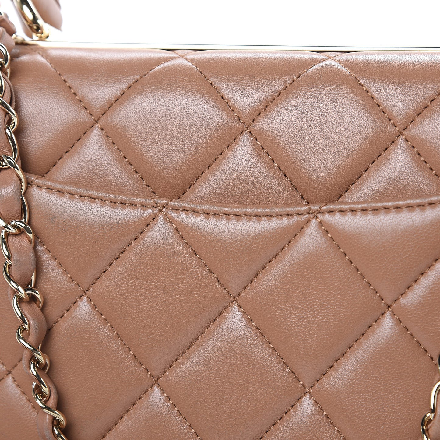Lambskin Quilted Small Trendy CC Flap Dual Handle Bag Camel