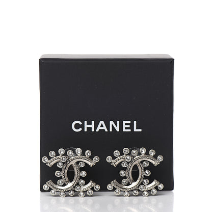 Chanel Crystal CC Earrings Silver 5 of 5