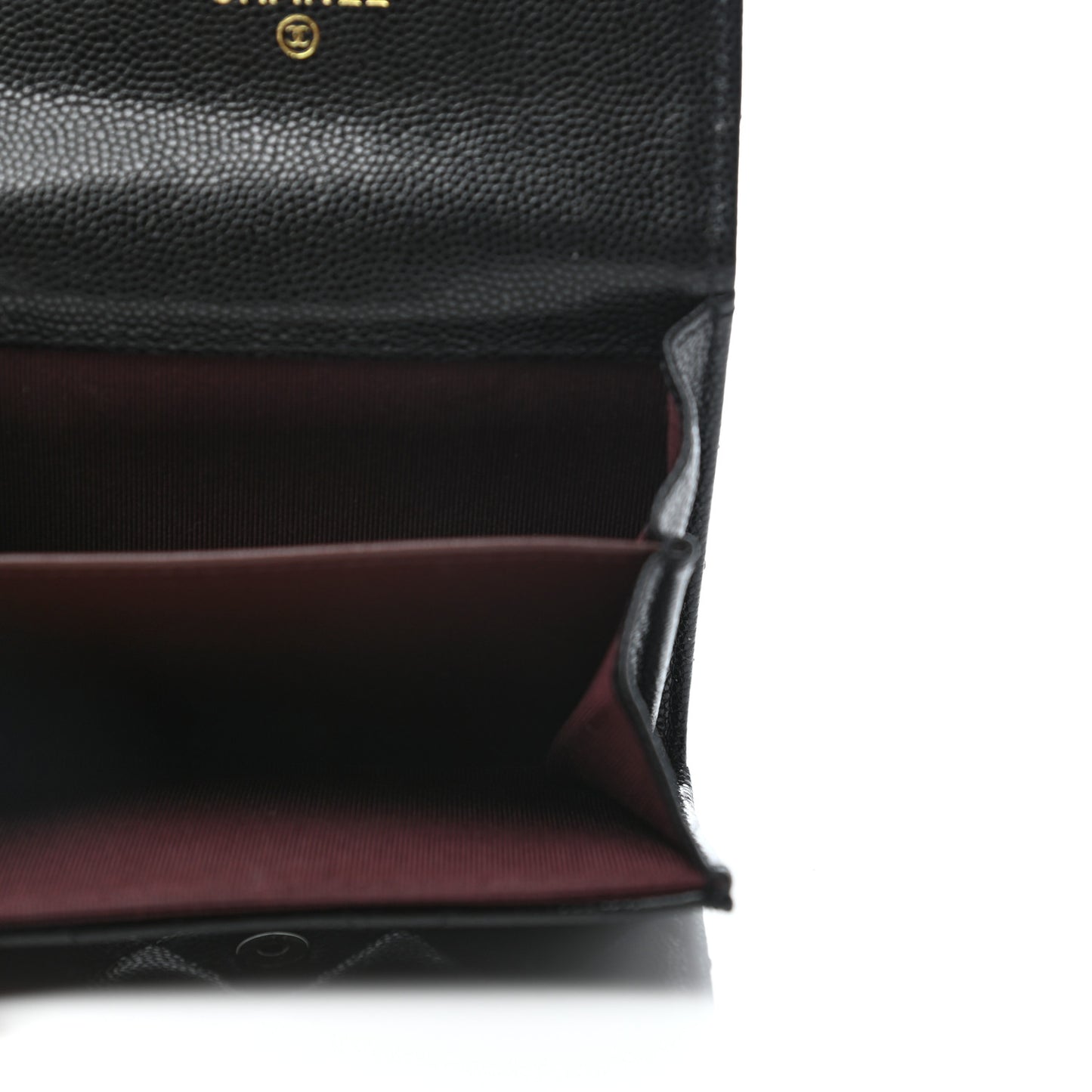 Caviar Quilted Flap Card Holder Chain Wristlet Black