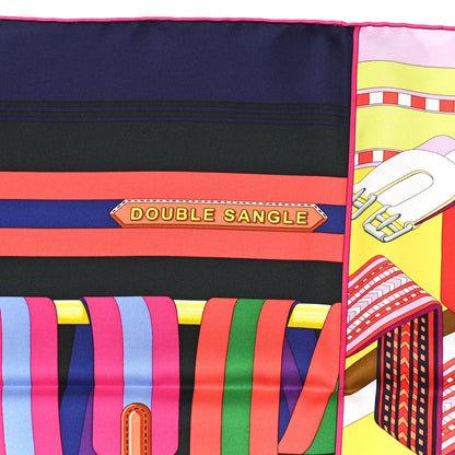 Hermes Silk Double Sangle Scarf 90 Marine Jaune Vif Multicolor 2 of 5
