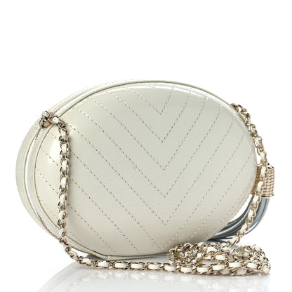 Chanel Embroidered Lambskin Chevron Quilted La Pausa Evening Bag White 3 of 9