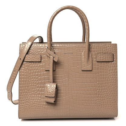 Saint Laurent Calfskin Crocodile Embossed Baby Sac De Jour Brown 1 of 11