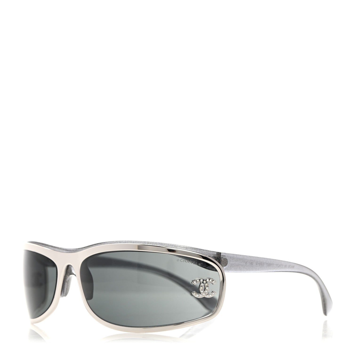 Chanel Shield Crystal CC Sunglasses S4614 Silver 1 of 8