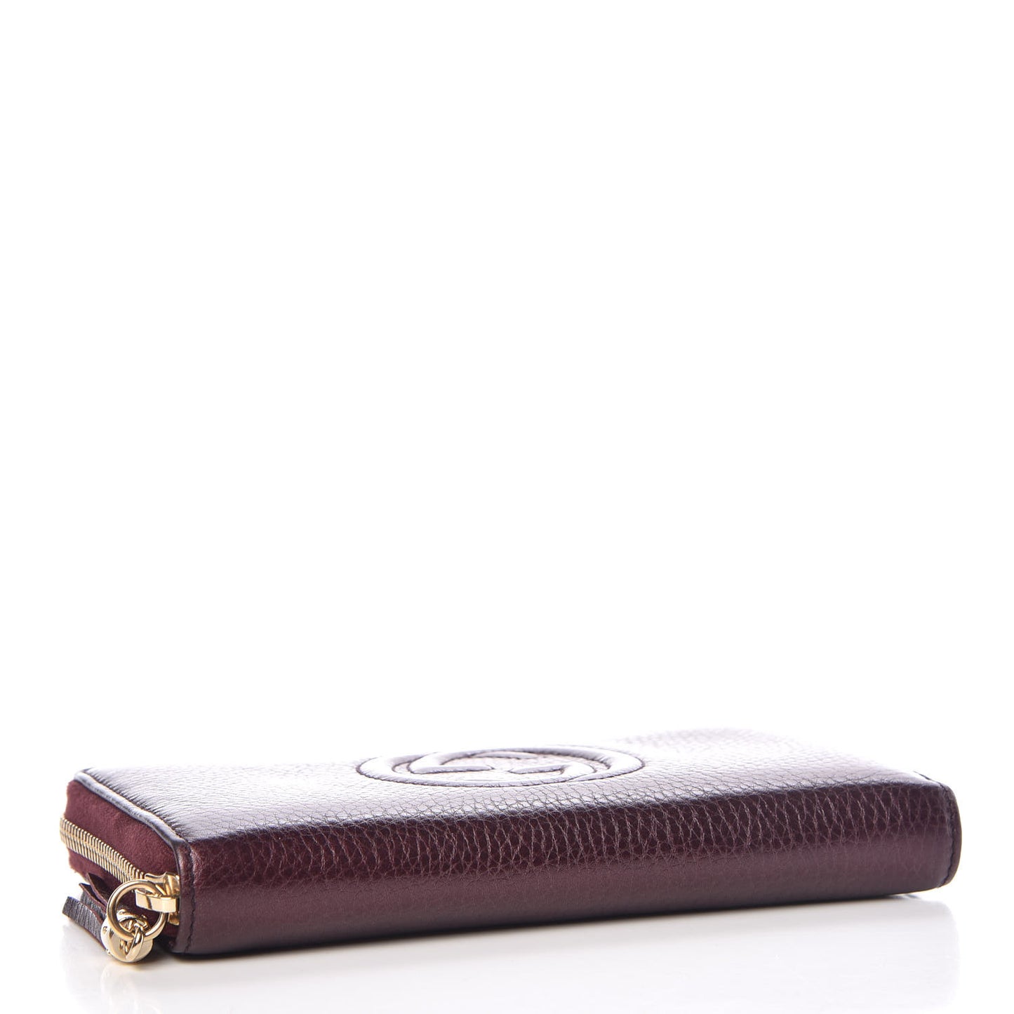 Metallic Cellarius Calfskin Soho Zip Around Wallet Classic Burgundy
