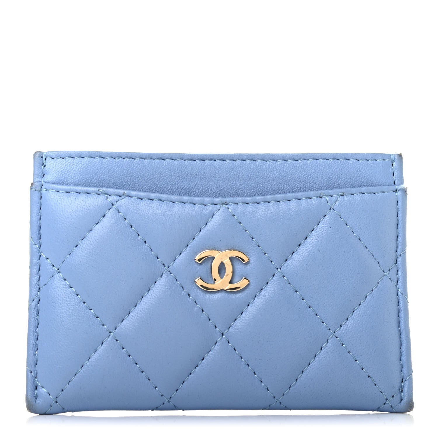 Chanel Lambskin Quilted Card Holder Light Blue 1 of 8