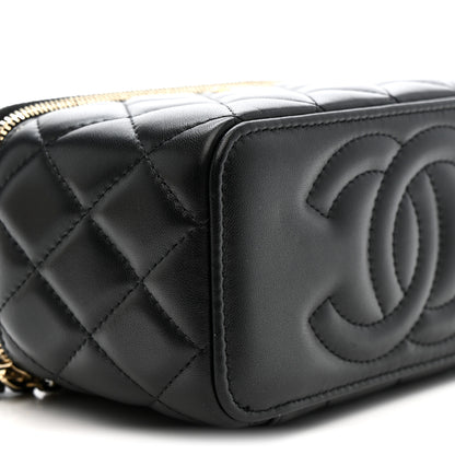 Chanel Lambskin Quilted Pearl Crush Small Vanity Case With Chain Black 10 of 13