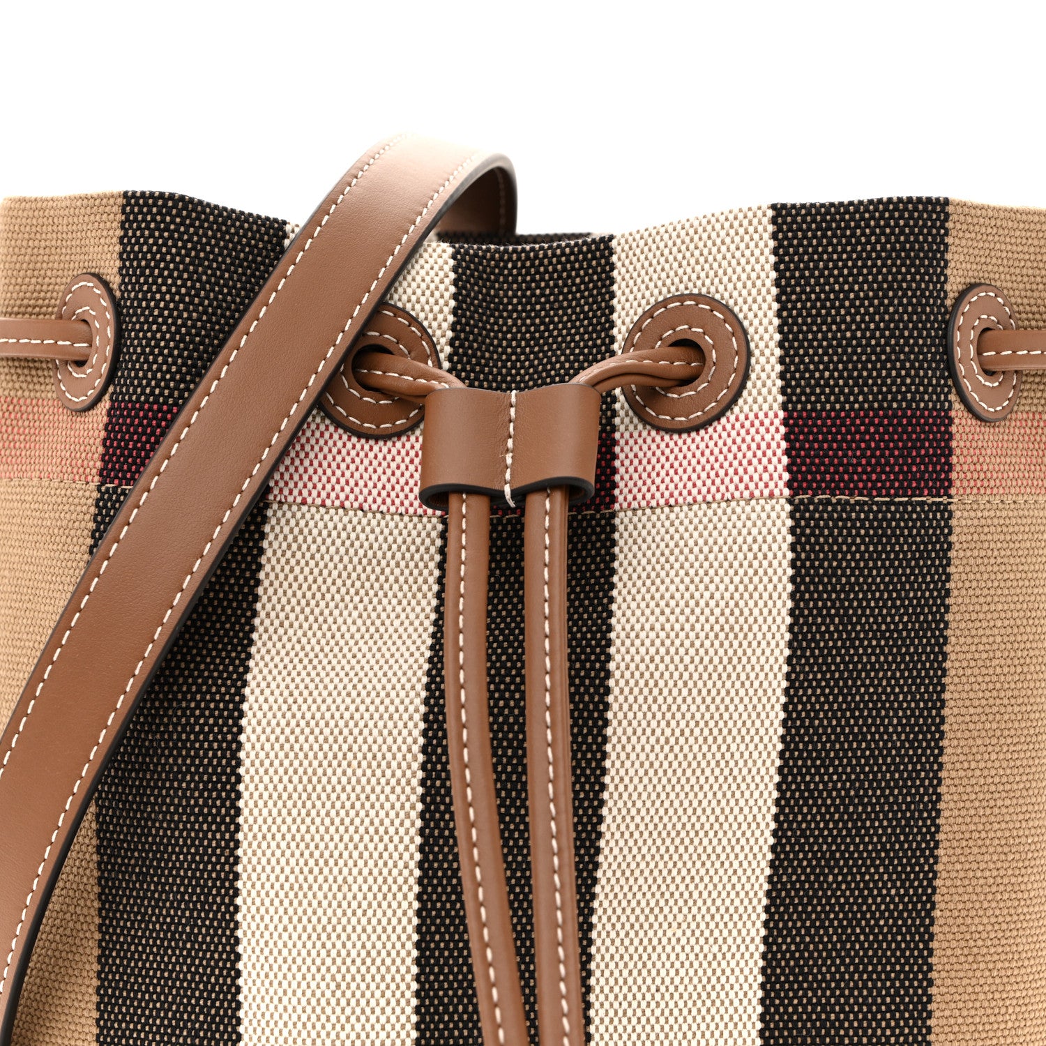 Burberry Giant Check Canvas Small Bucket Bag Taupe Brown 9 of 11