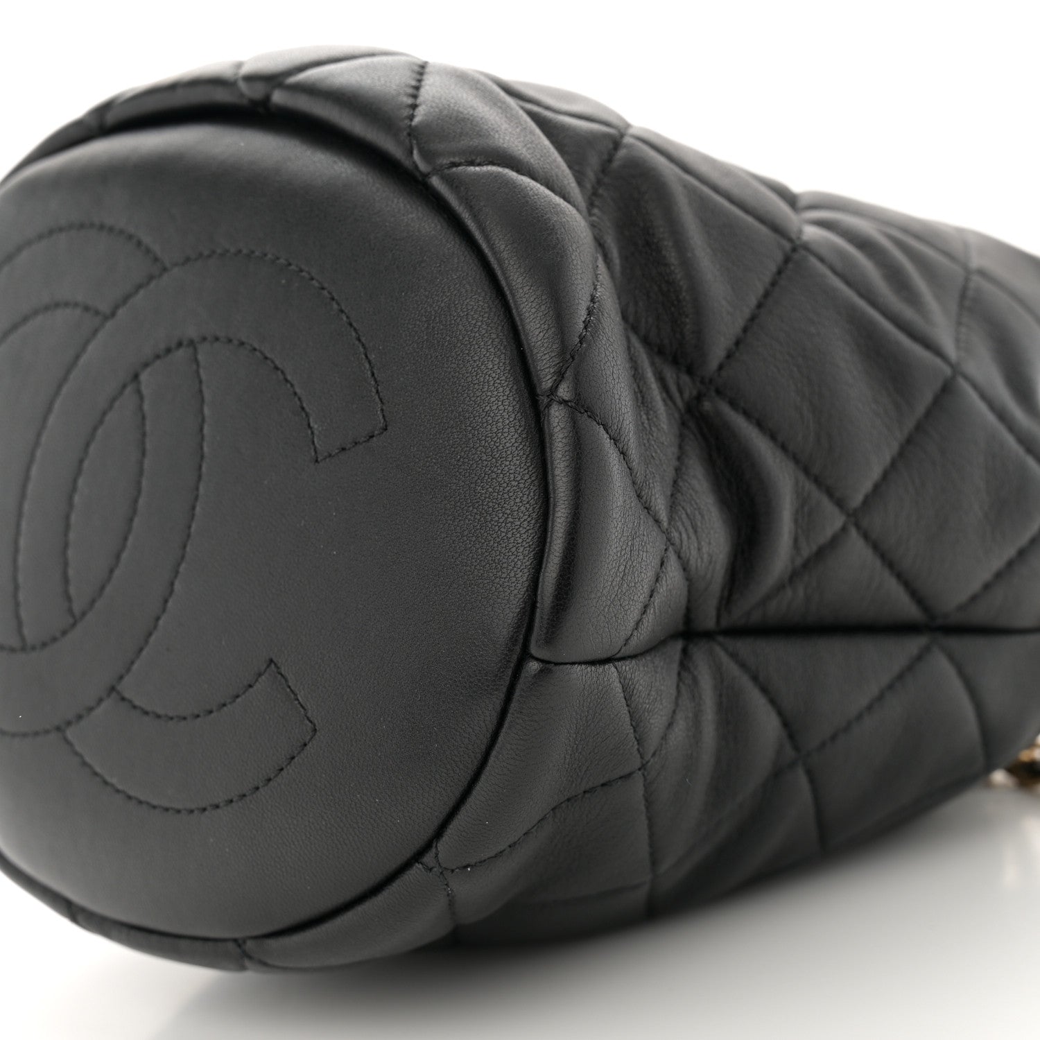 Chanel Lambskin Quilted Pearl Crown Drawstring Bag Black 10 of 11