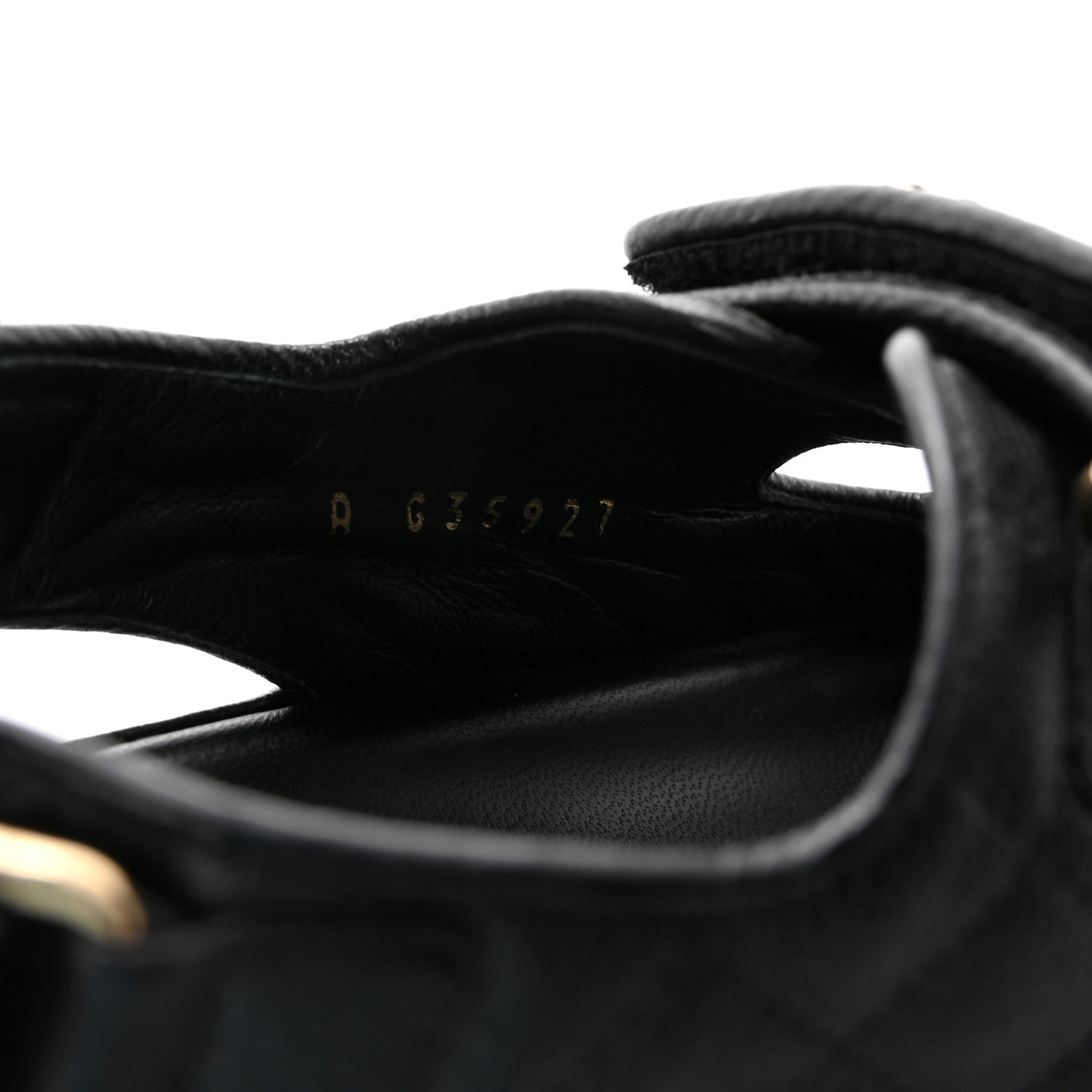 Grained Calfskin Velcro Dad Sandals 38.5 Black