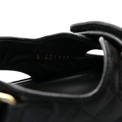 Chanel Grained Calfskin Velcro Dad Sandals 38.5 Black 9 of 10