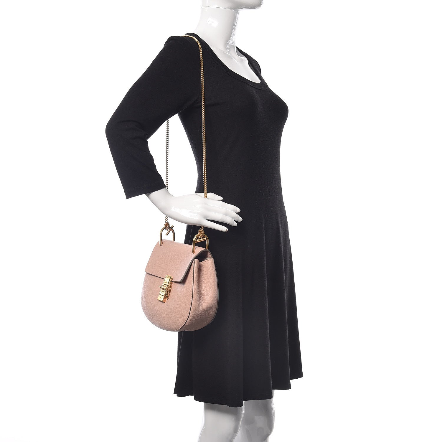 Chloe Grained Lambskin Drew Shoulder Bag Cement Pink 2 of 9