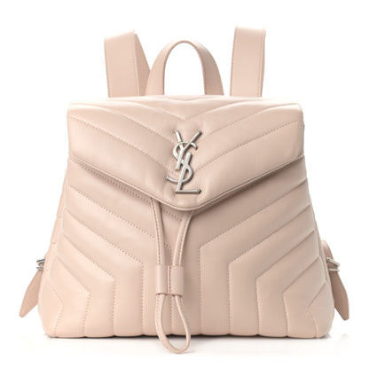 Saint Laurent Calfskin Y Quilted Monogram Small Loulou Backpack Dark Beige 1 of 9