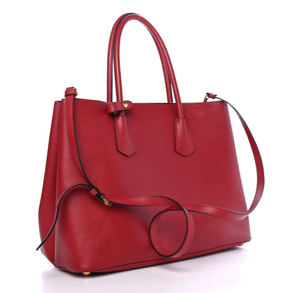 Prada Saffiano Cuir Medium Double Bag Rosso 2 of 4