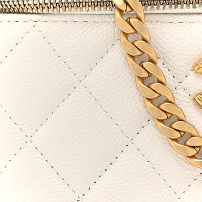 Chanel Caviar Quilted Sweetheart Vanity Case White 9 of 11
