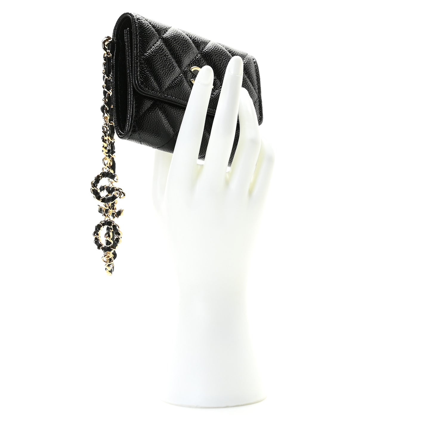 Caviar Quilted Miss Coco Clutch With Chain Black
