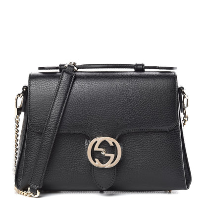 Gucci Dollar Calfskin Interlocking G Top Handle Shoulder Bag Black 1 of 8
