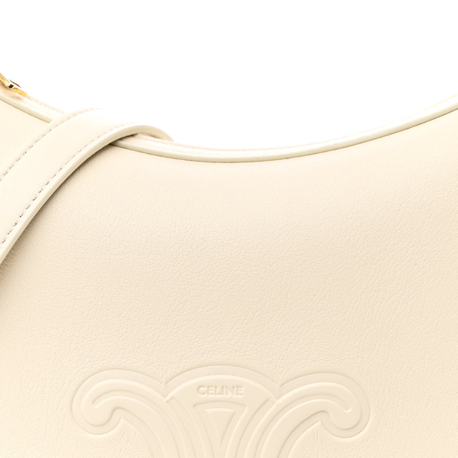 Celine Supple Calfskin Cuir Triomphe Small Heloise Shoulder Bag White Cotton 9 of 11