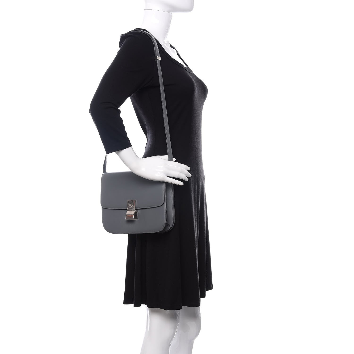 Celine Box Calfskin Medium Classic Box Flap Bag Grey 2 of 10