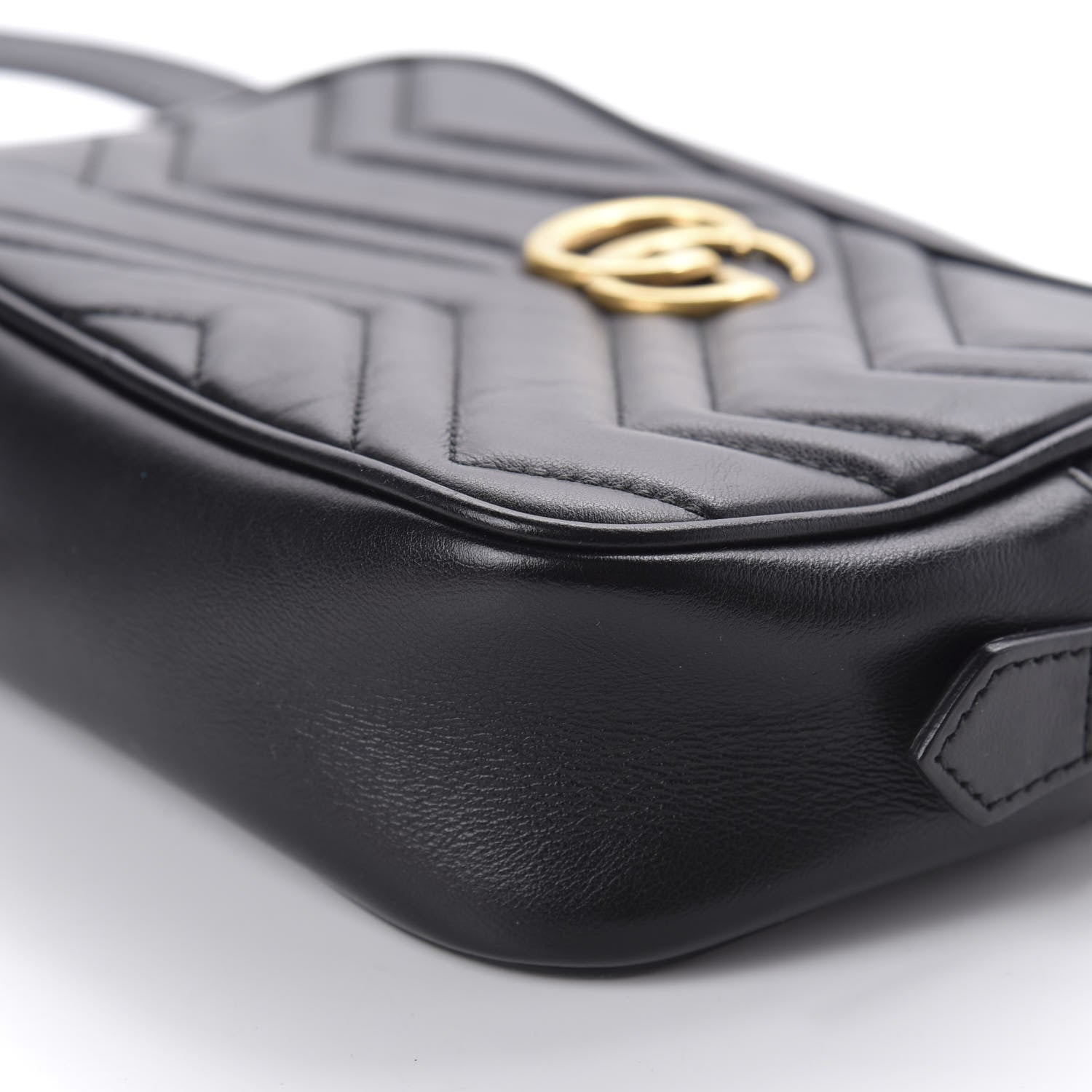 Gucci Calfskin Matelasse Mini GG Marmont Chain Shoulder Bag Black 7 of 10