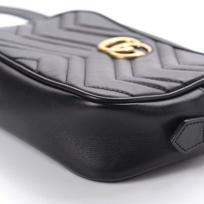 Gucci Calfskin Matelasse Mini GG Marmont Chain Shoulder Bag Black 7 of 10