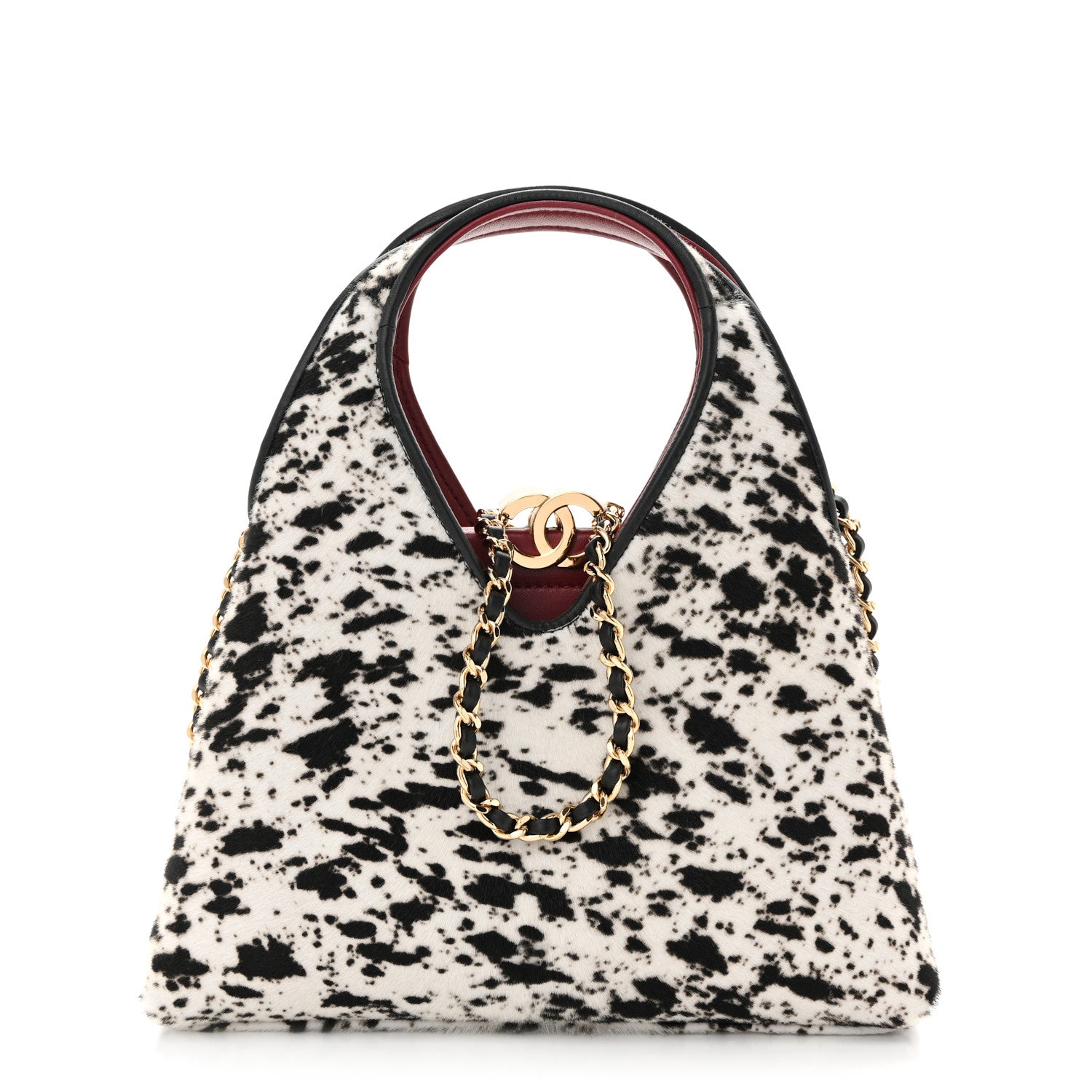 Chanel Pony Hair Printed Chic Lady Small Shopping Tote White Black 1 of 26