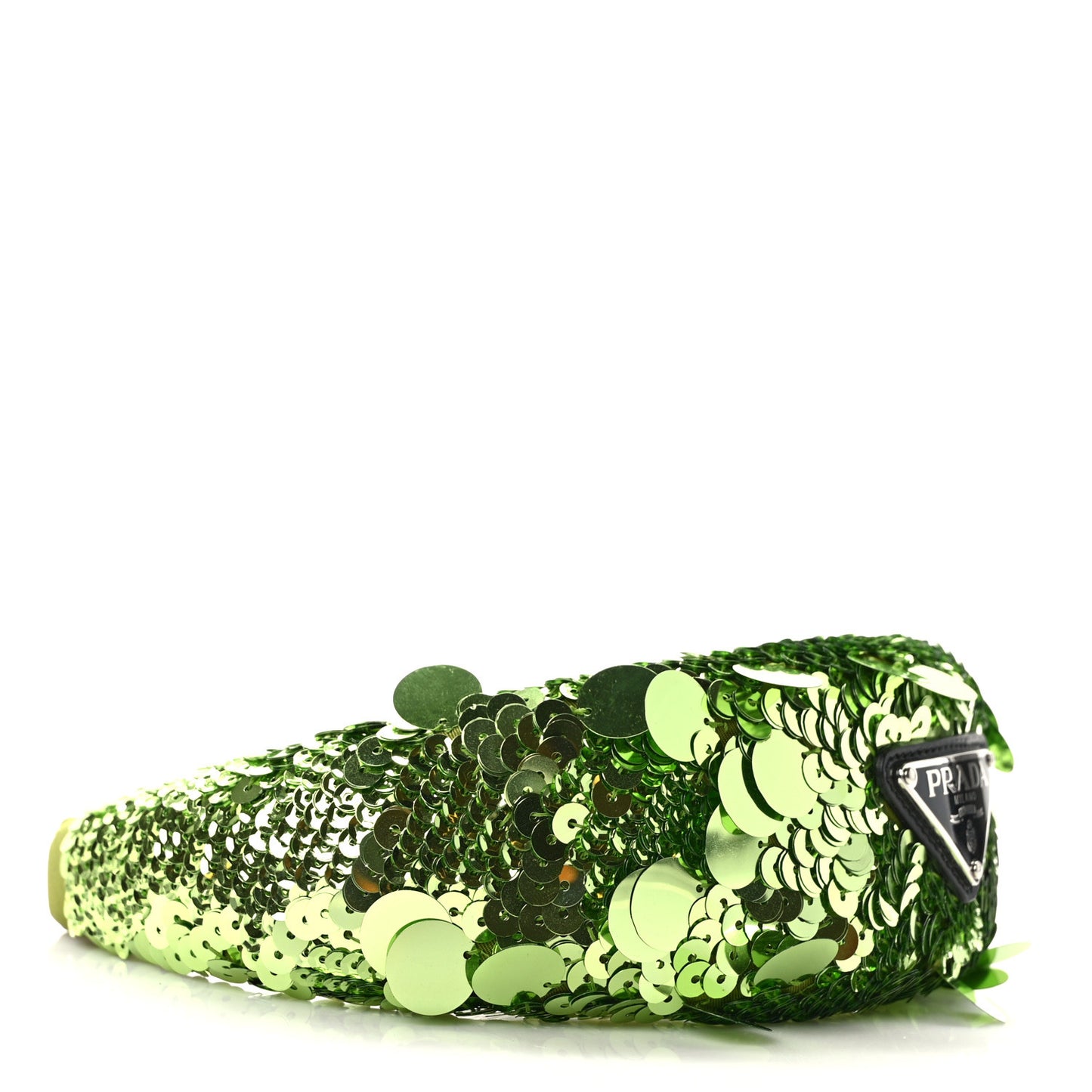 Paillettes Metal Triangle Logo Headband Lime