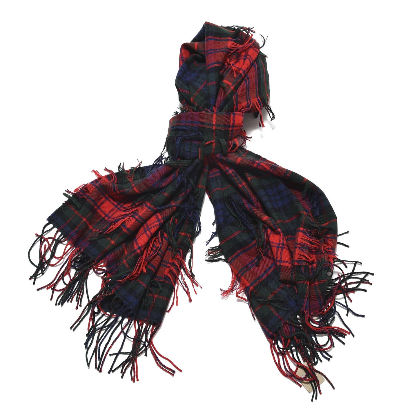 Wool Cashmere Tartan Oversized Filcoupe Scarf Bright Red