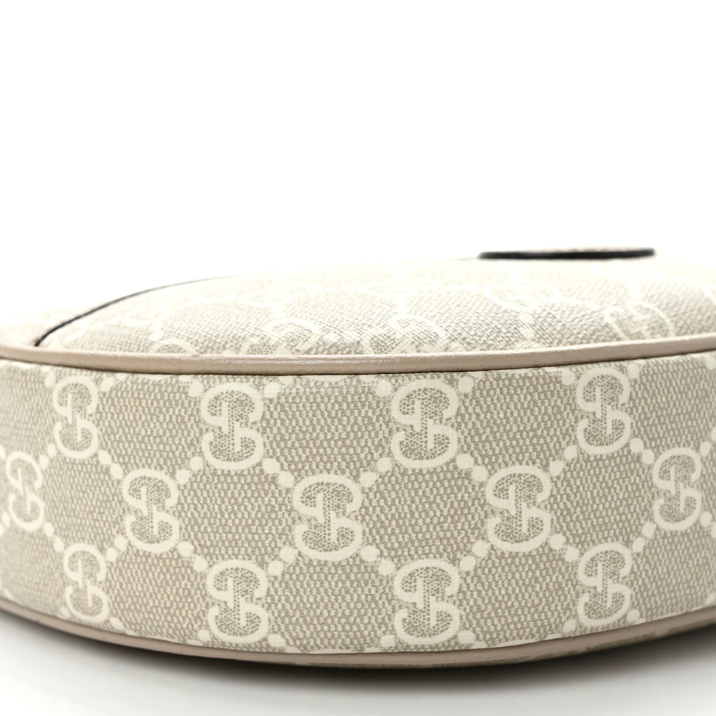 GG Supreme Monogram Textured Dollar Calfskin Mini Retro Interlocking G Half Moon Bag Beige Mystic White Oatmeal