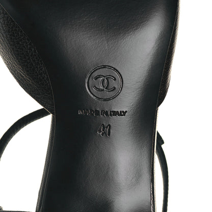 Chanel Goatskin Cap Toe T Strap Flats 41 Black 6 of 10