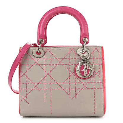 Christian Dior Lambskin Cannage Stitched Small Lady Dior Pink Grey 1 of 8