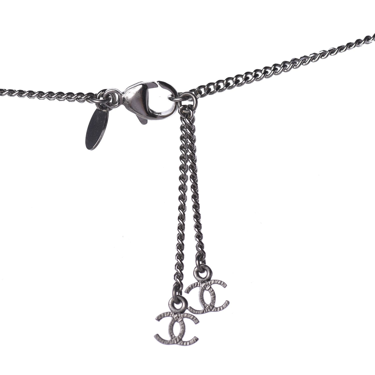 Chanel Ruthenium Pearl Bead CC Necklace Black 5 of 7