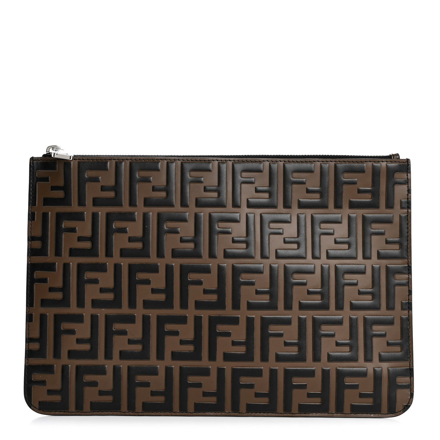 Vitello Grace FF 1974 Embossed Slim Clutch Black