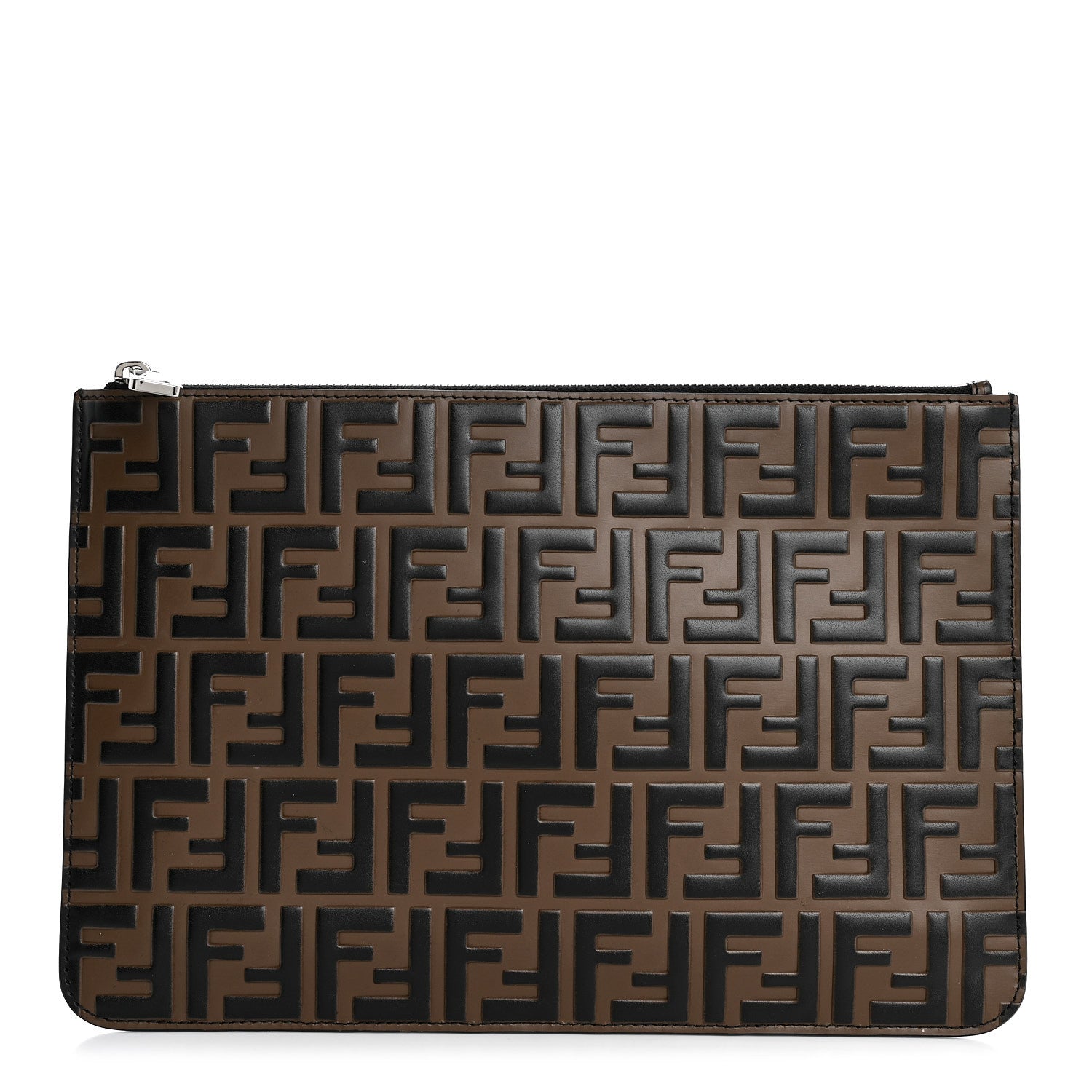 Fendi Vitello Grace FF 1974 Embossed Slim Clutch Black 1 of 8