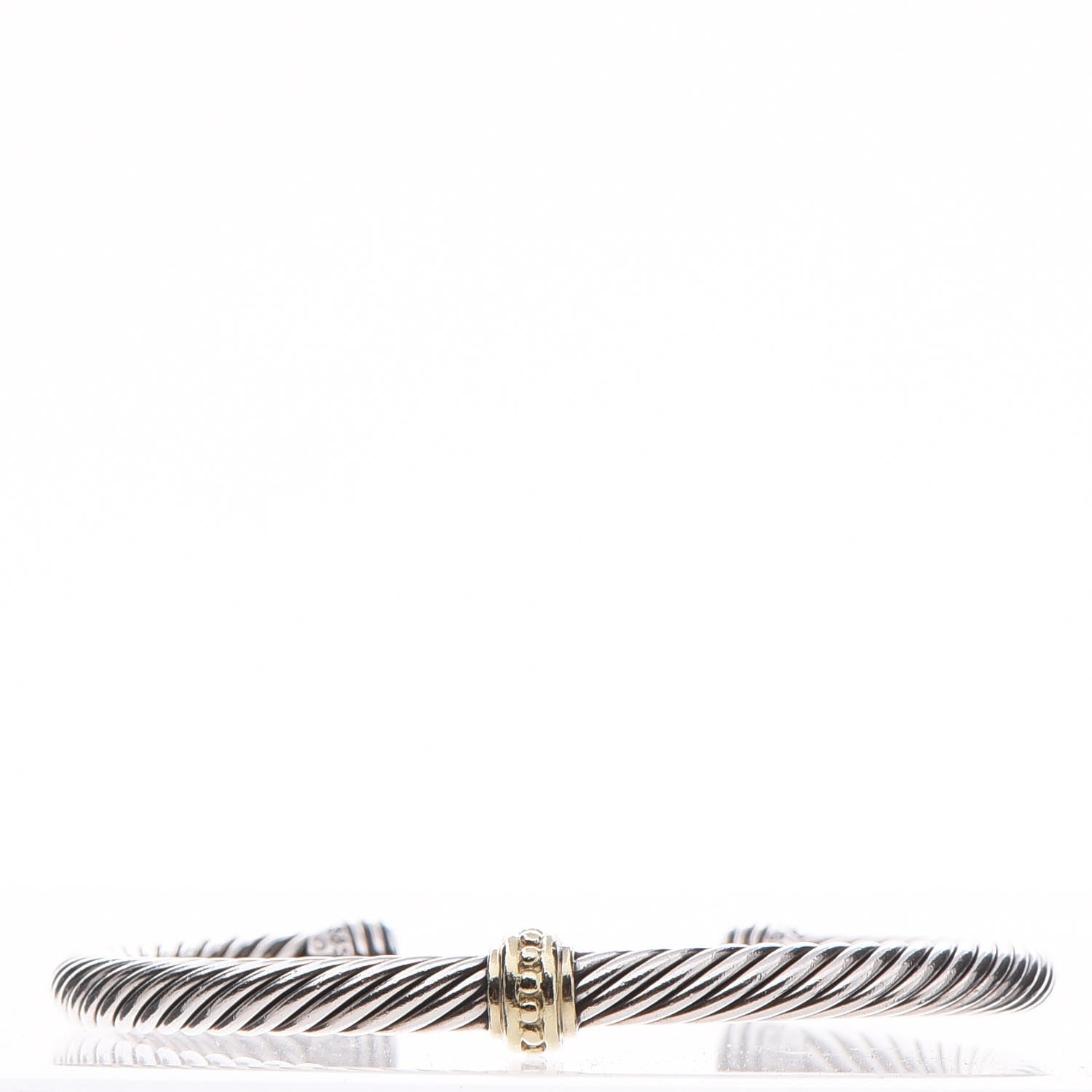David Yurman Sterling Silver 14K Yellow Gold 5mm Cable Classics Single Station Bracelet 1 of 5