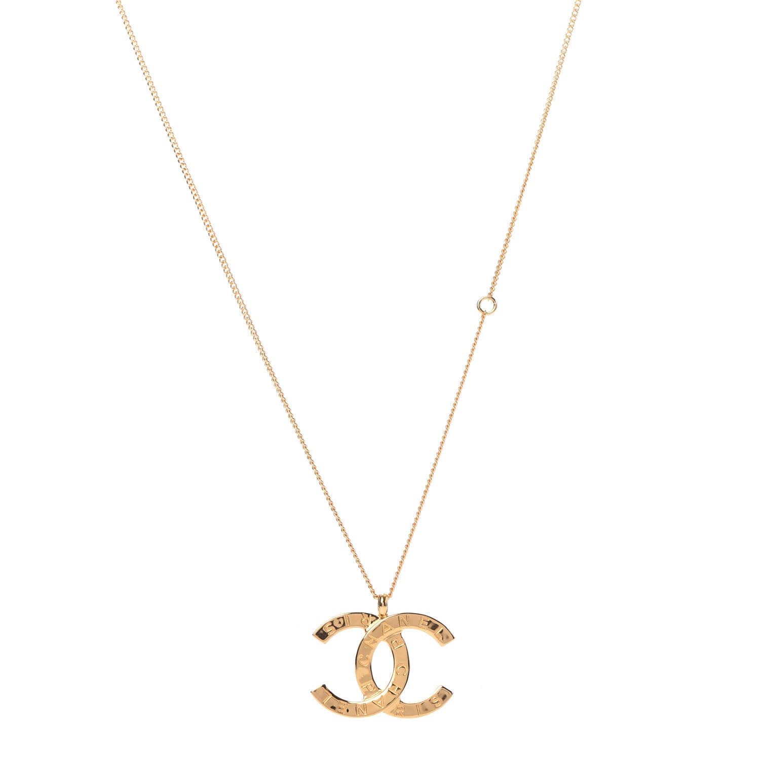Chanel Metal CC Paris Button Necklace Gold 1 of 6