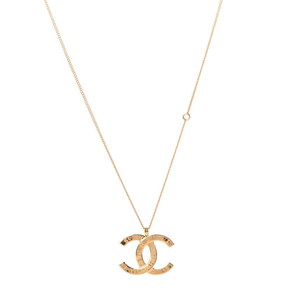 Chanel Metal CC Paris Button Necklace Gold 1 of 6