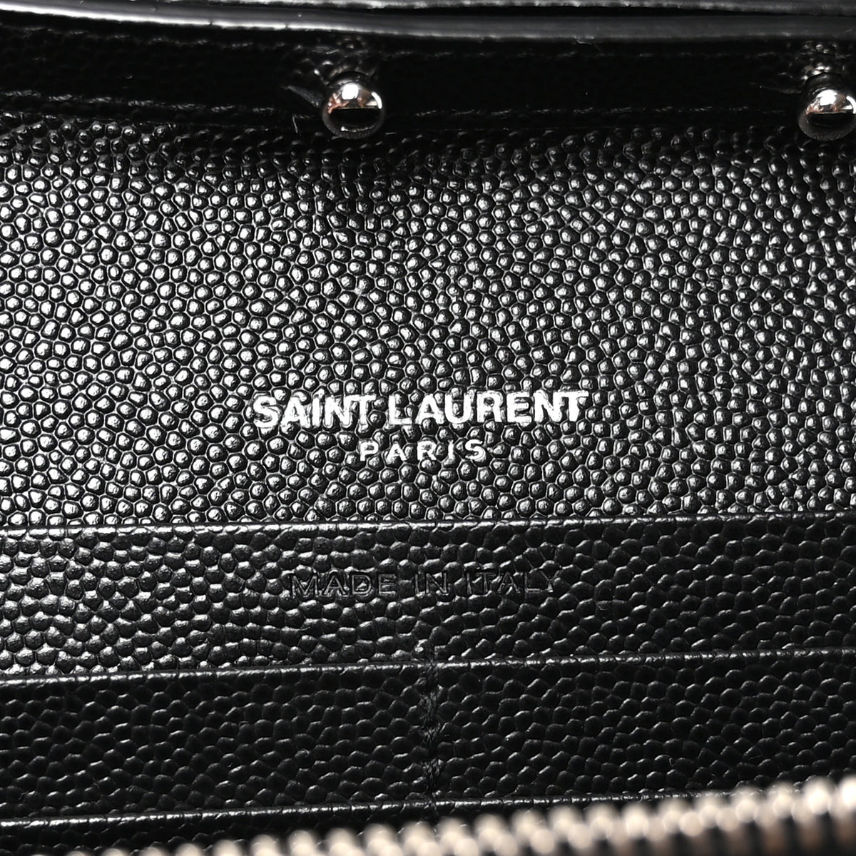 Saint Laurent Grain De Poudre Matelasse Chevron Monogram Chain Wallet Black 6 of 11