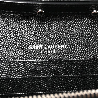 Saint Laurent Grain De Poudre Matelasse Chevron Monogram Chain Wallet Black 6 of 11