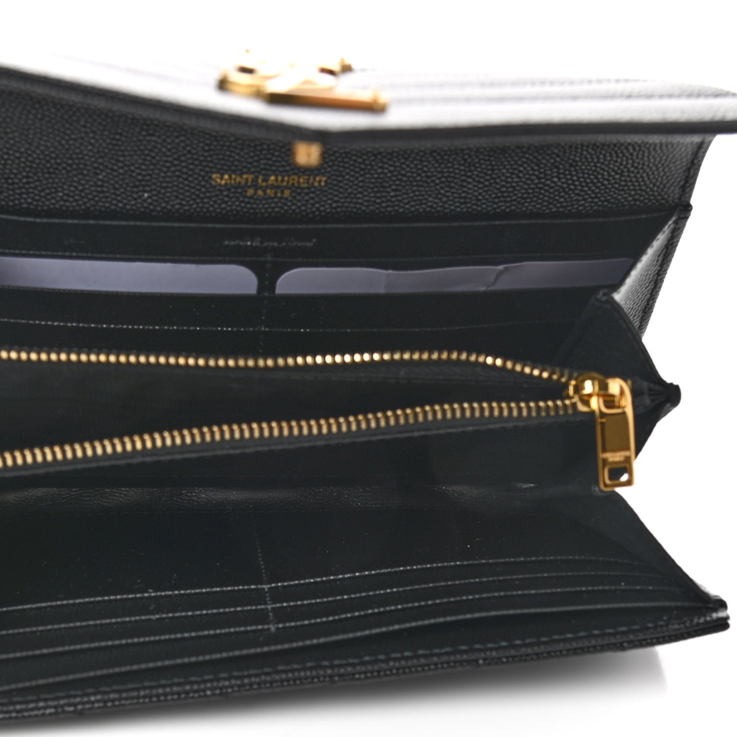 Saint Laurent Grain De Poudre Matelasse Chevron Monogram Flap Wallet Black 5 of 6