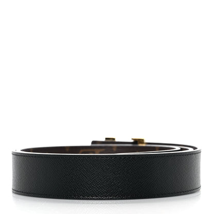 Louis Vuitton Calfskin Monogram 30mm LV Initiales Reversible Belt 85 34 Black 2 of 5