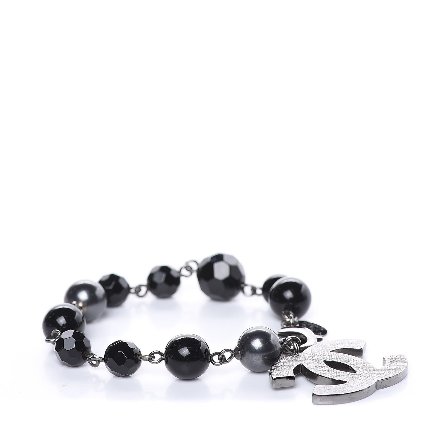 Ruthenium Bead CC Bracelet Black