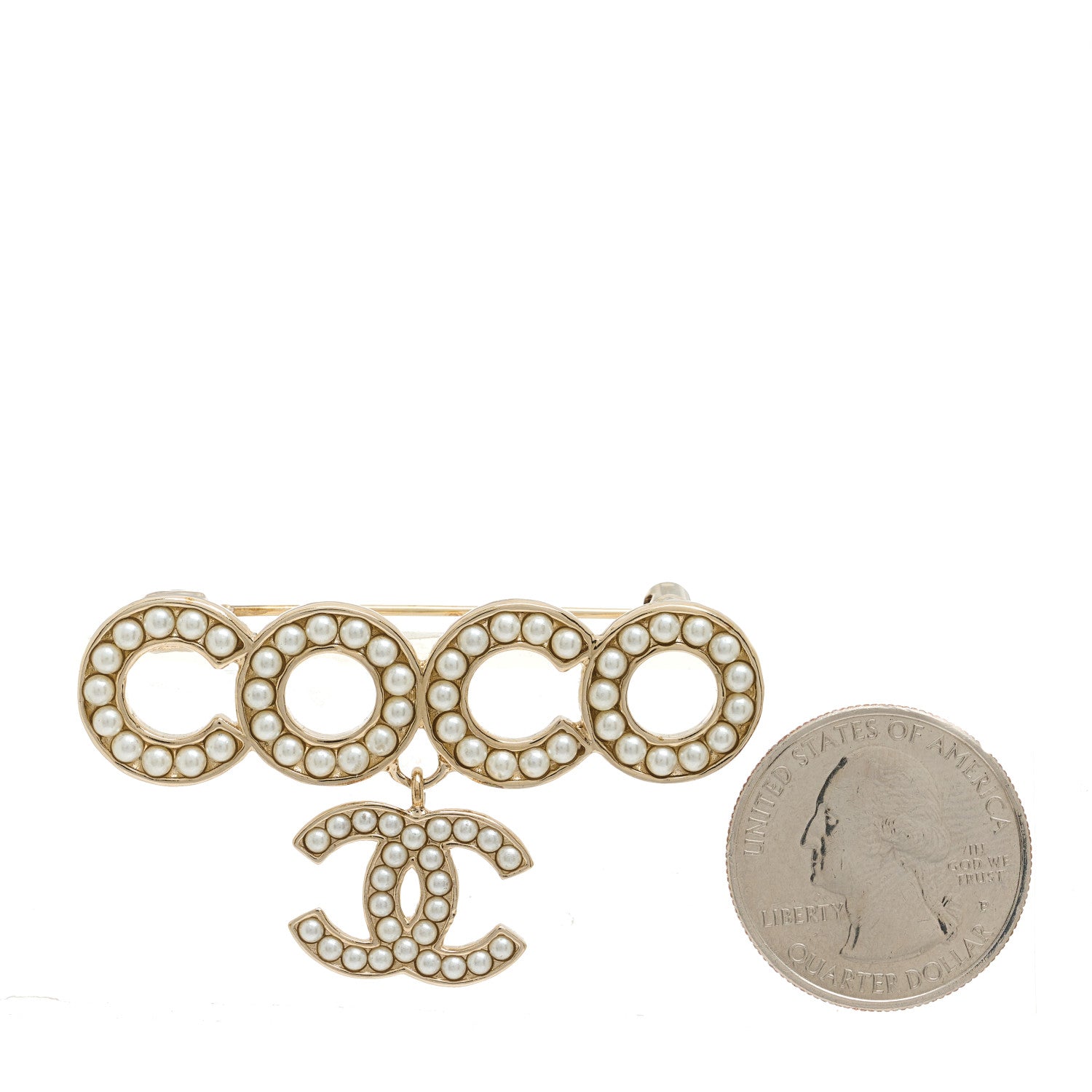 Chanel Pearl Coco Brooch Gold 2 of 5