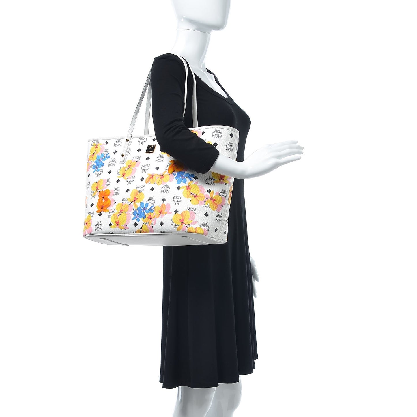 Visetos Medium Anya Essential Floral Print Shopper Tote White