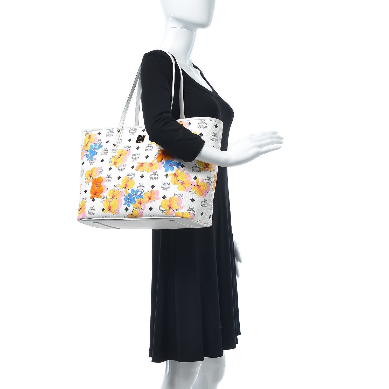 MCM Visetos Medium Anya Essential Floral Print Shopper Tote White 2 of 8