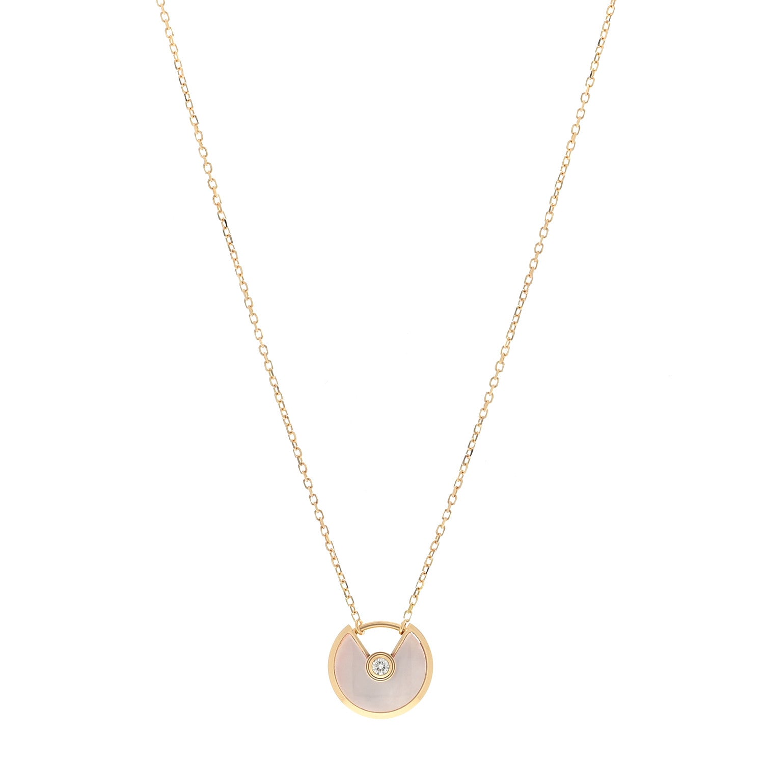 Cartier 18K Yellow Gold Diamond Mother of Pearl XS Amulette de Cartier Pendant Necklace 1 of 4