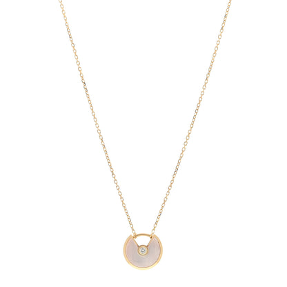Cartier 18K Yellow Gold Diamond Mother of Pearl XS Amulette de Cartier Pendant Necklace 1 of 4