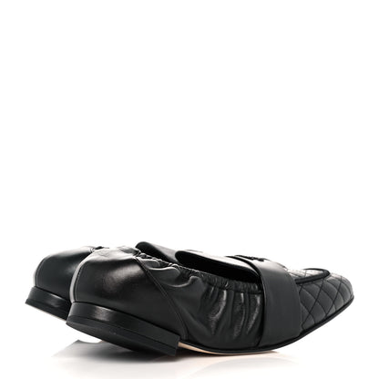 Chanel Laminated Lambskin Womens Quilted Elastic CC Moccasin Loafers 36 Black 4 of 9